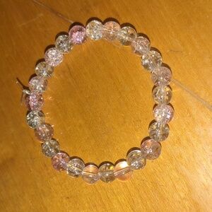 Pink and White Glass Bead Bracelet